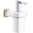 Дозатор для рідкого мила Grohe Grandera 40910IG0 з тримачем, хром/золото, фото 1