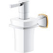 Дозатор для рідкого мила Grohe Grandera 40910IG0 з тримачем, хром/золото, фото 3