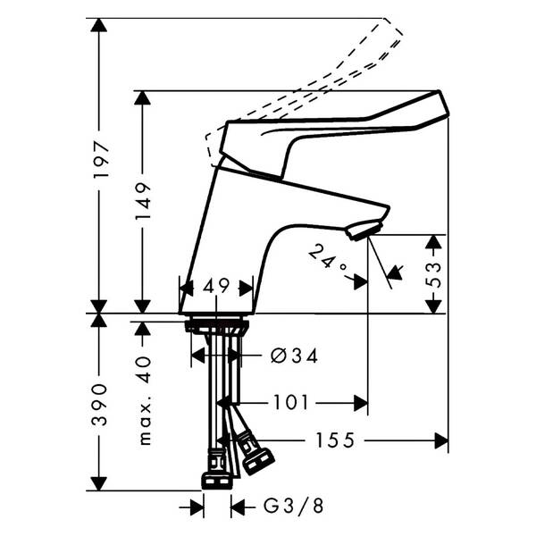 Смеситель для раковины Hansgrohe Focus 31914000 для людей с ограниченными возможностями, хром, фото 2