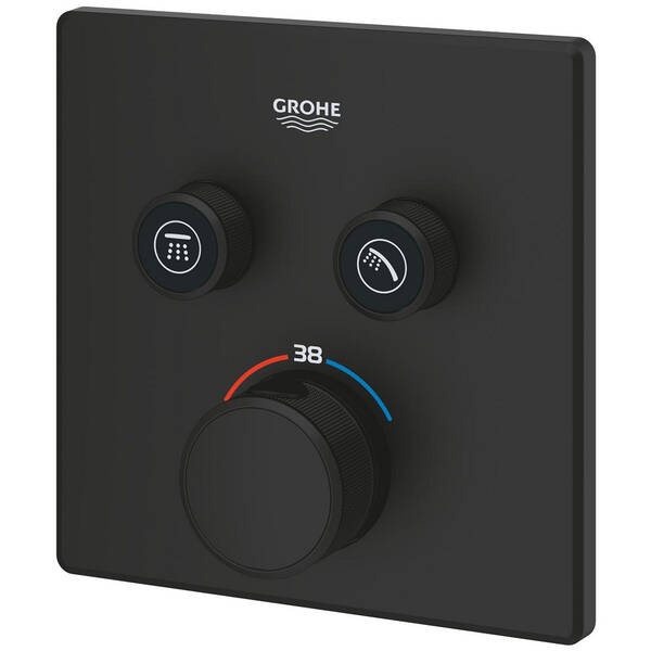 Смеситель скрытого монтажа для душа Grohe Grohtherm SmartControl 102166KF00 с термостатом, черный матовый, фото 5