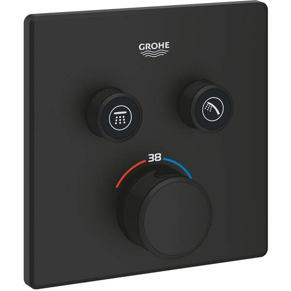 Смеситель скрытого монтажа для душа Grohe Grohtherm SmartControl 102166KF00 с термостатом, черный матовый, фото 1