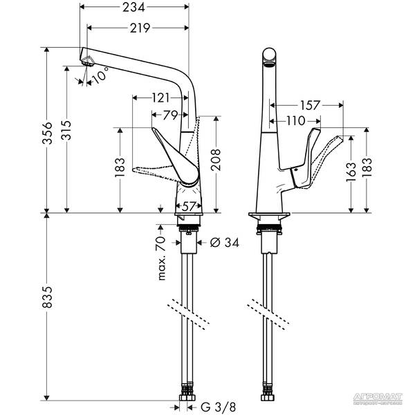 Змішувач для кухні Hansgrohe Metris 14822000, фото 2