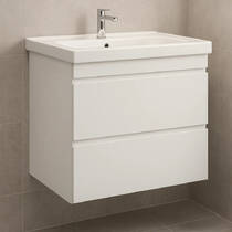 Тумба Devit Frame 753080W 80 см з раковиною та сифоном, біла глянцева, фото №7