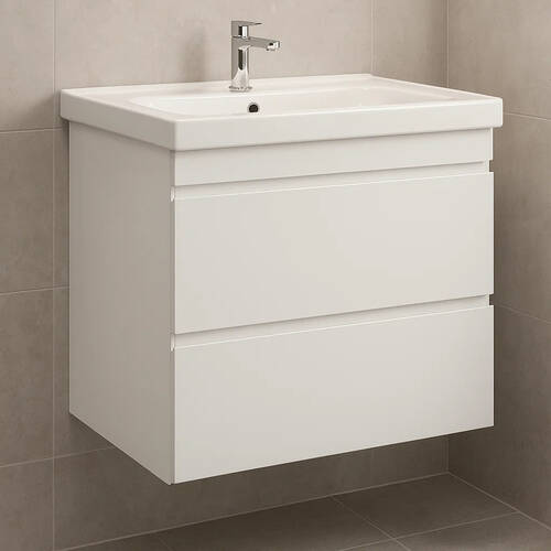 Тумба Devit Frame 753080W 80 см з раковиною та сифоном, біла глянцева, фото 7