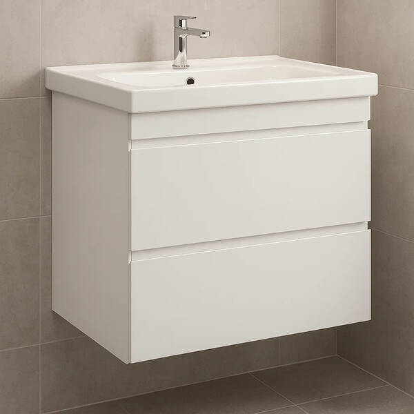 Тумба Devit Frame 753080W 80 см з раковиною та сифоном, біла глянцева, фото 7