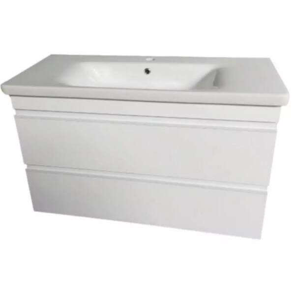 Тумба Devit Frame 753100W 100 см з раковиною та сифоном, біла глянцева, фото 2