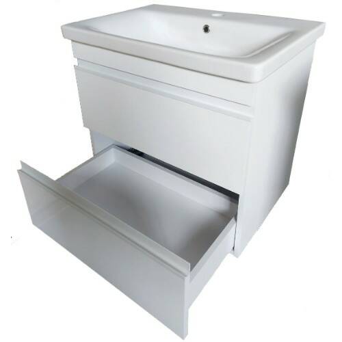 Тумба Devit Frame 753065W 65 см з раковиною та сифоном, біла глянцева, фото 5