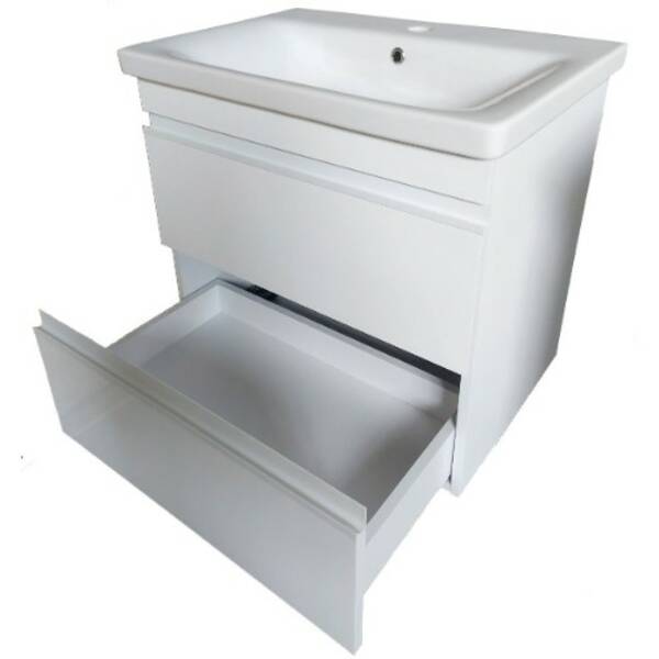 Тумба Devit Frame 753065W 65 см з раковиною та сифоном, біла глянцева, фото 5