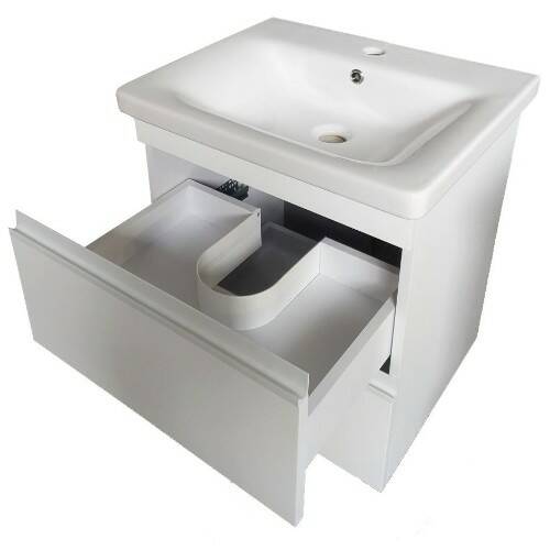 Тумба Devit Frame 753065W 65 см з раковиною та сифоном, біла глянцева, фото 4