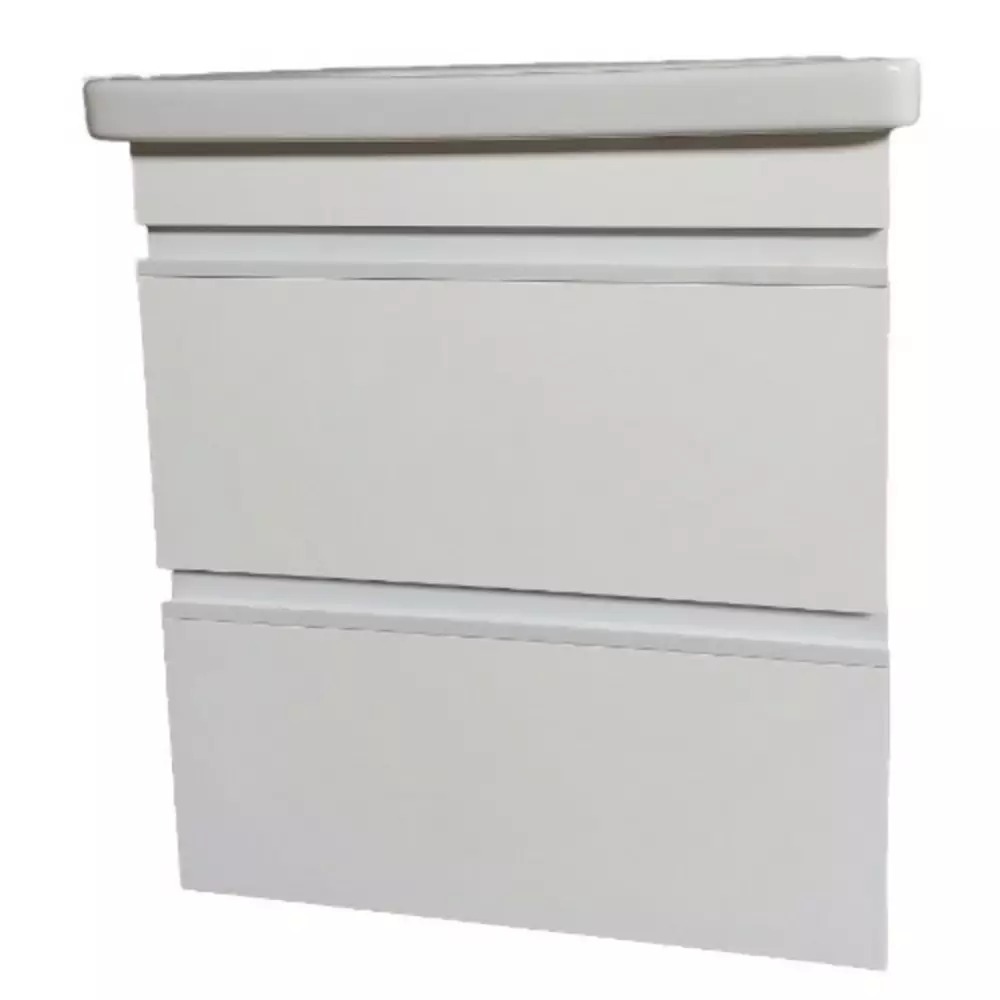 753055W FRAME Біла глянцева тумба 55см з раковиною та сифоном (1 сорт)