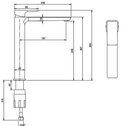 Змішувач для раковини Villeroy&Boch Subway 3.0 TVW112004000K5 високий, чорний матовий, фото 2