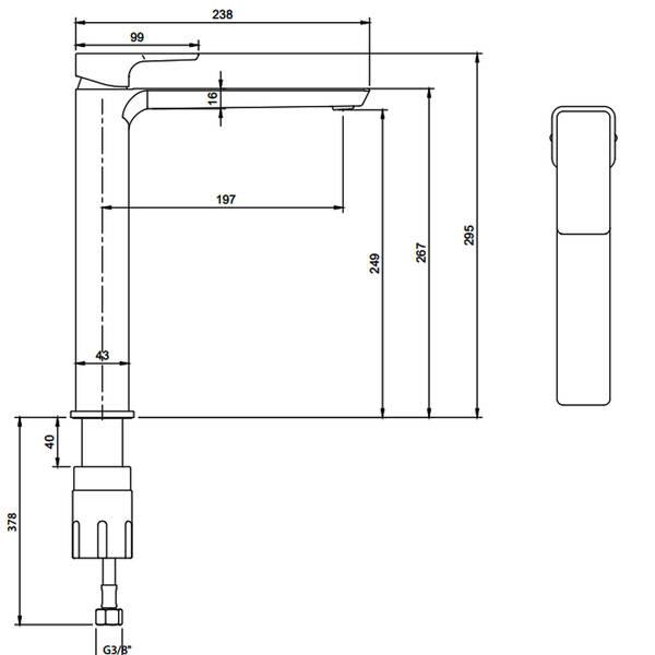 Змішувач для раковини Villeroy&Boch Subway 3.0 TVW112004000K5 високий, чорний матовий, фото 2