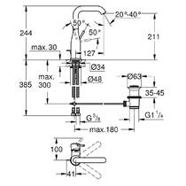 Змішувач для раковини Grohe Essence 24174DL1 L-розмір, теплий захід сонця (брашоване рожеве золото), фото №2