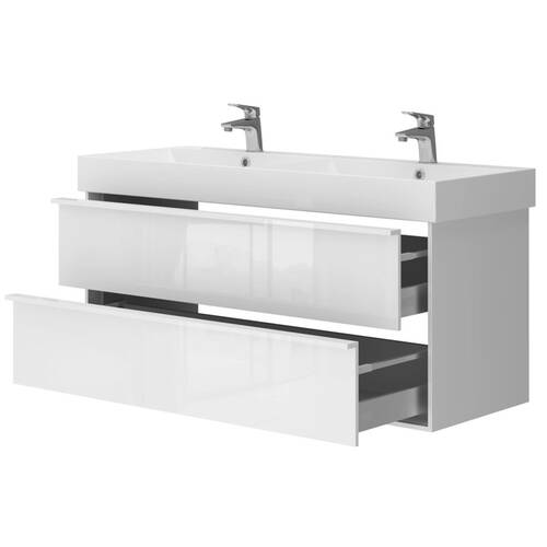 Тумба для раковини Devit Quadra 083120W 120 см підвісна білий глянець, фото 4