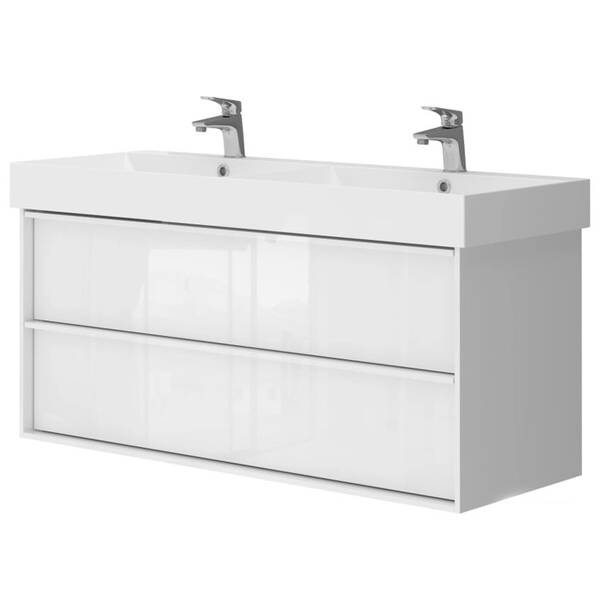 Тумба для раковини Devit Quadra 083120W 120 см підвісна білий глянець, фото 2