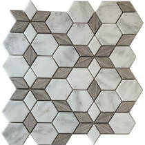 Мозаїка Mozaico de lux SPTH2840-207R-8 Wood+White 26,0x30,0 см, фото №1