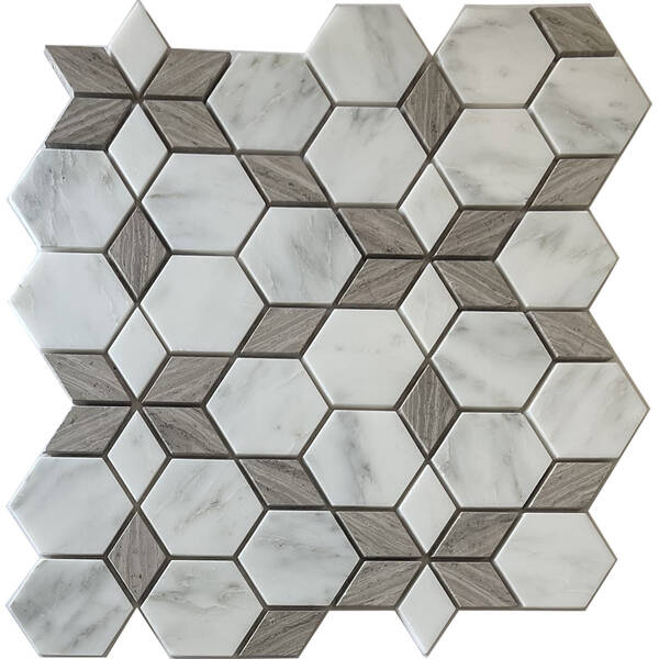 Мозаїка Mozaico de lux SPTH2840-207R-8 Wood+White 26,0x30,0 см, фото 1