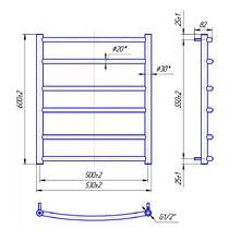 Рушникосушарка водяна Mario Класік 600х530/500 600х530 мм чорний мат, фото №3