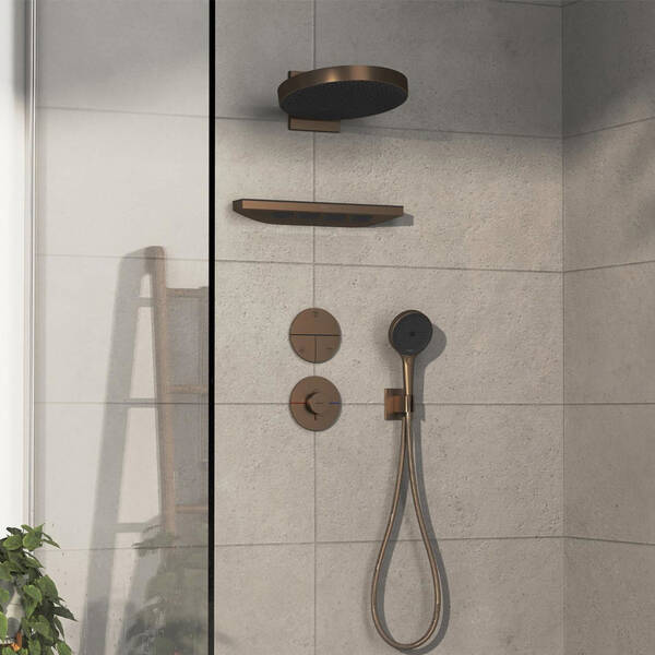 Змішувач прихованого монтажу для душу Hansgrohe ShowerSelect Comfort S 15559140 з термостатом, бронза, фото 3