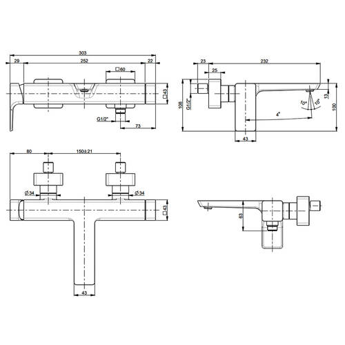 Смеситель для ванны Villeroy&Boch Subway 3.0 TVT112002000K5 черный матовый, фото 2