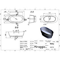 Ванна из искусственного камня Miraggio Molly 160х80 см белый глянец, фото №2