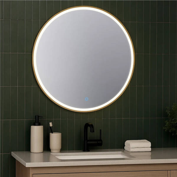 Зеркало Аква Родос Lorenzo 27428 с LED-подсветкой 700х700 мм золото, фото 8
