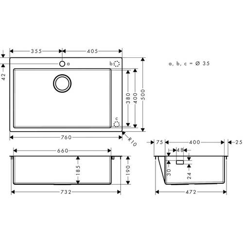 Мойка для кухни Hansgrohe S71 43302800 HG S711-F660 сталь, фото 2
