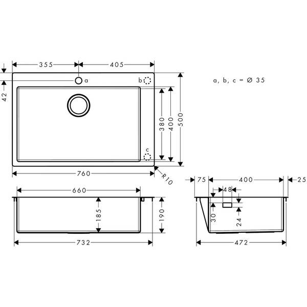 Мойка для кухни Hansgrohe S71 43302800 HG S711-F660 сталь, фото 2