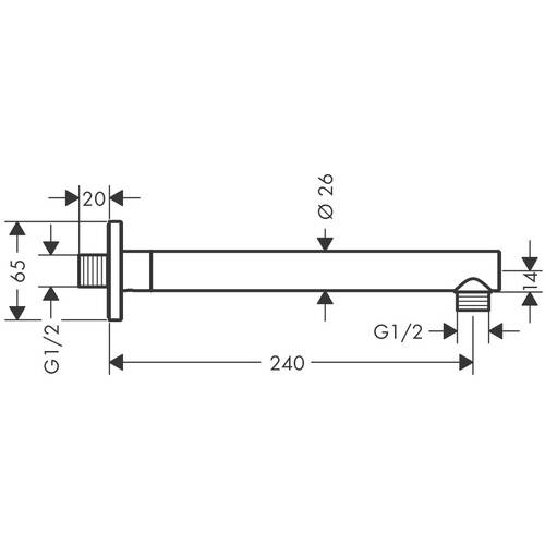 Держатель верхнего душа Hansgrohe Vernis Shape 26405000 настенный 24 см хром, фото 3
