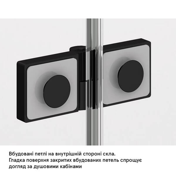 Душевые двери с фиксированной стенкой Ronal Annea BlackLine AN13WD12000607 120х200 см распашные правые, профиль черный матовый, прозрачное стекло, фото 6