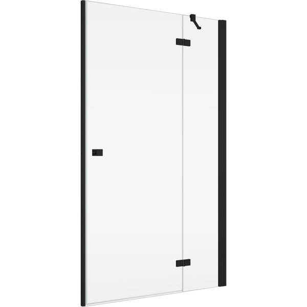 Душевые двери с фиксированной стенкой Ronal Annea BlackLine AN13WD12000607 120х200 см распашные правые, профиль черный матовый, прозрачное стекло, фото 1