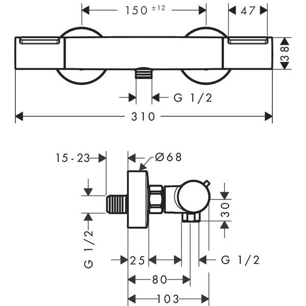 Смеситель для душа Hansgrohe Ecostat Element 13346670 с термостатом, черный матовый, фото 2