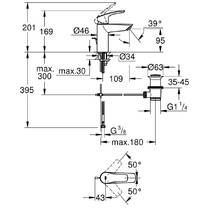 Змішувач для раковини Grohe Eurosmart 332652433 S-розмір з донним клапаном, чорний матовий, фото №5