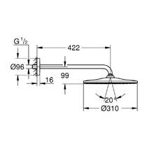 Верхний душ Grohe Rainshower 310 Mono 26558GN0 с кронштейном, брашированное золото, фото №4