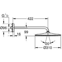 Верхній душ Grohe Rainshower 310 Mono 26558DC0 з кронштейном, суперсталь, фото №4