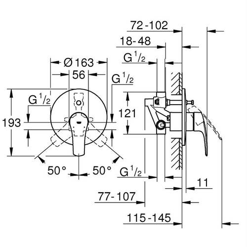 Змішувач прихованого монтажу для ванни/душу Grohe Eurosmart 33305003, фото 4