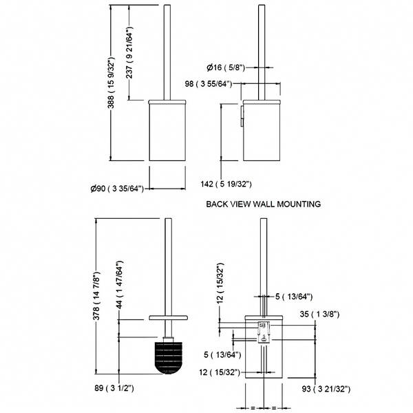 Щітка для унітаза Genwec Nimbus series GW05 79 04 09 сталь матовий, фото 2