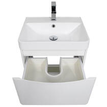 Тумба Аква Родос Амеріна 22913 підлогова білий глянець з раковиною Deep 50 см, фото №4