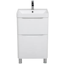 Тумба Аква Родос Амеріна 22913 підлогова білий глянець з раковиною Deep 50 см, фото №3