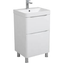 Тумба Аква Родос Амеріна 22913 підлогова білий глянець з раковиною Deep 50 см, фото №1