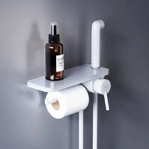 Гігієнічний душ Damixa Jupiter 773500200 зі змішувачем, полицею та паперотримачем, білий, фото №1