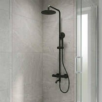 Душова система Devit Pl Frida 50502203B з термостатом, чорний матовий, фото №1