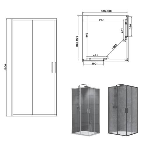 Душевая кабина Devit Pl Art 2.0 FEN2140B 90х90 см профиль черный матовый, прозрачное стекло, фото 2