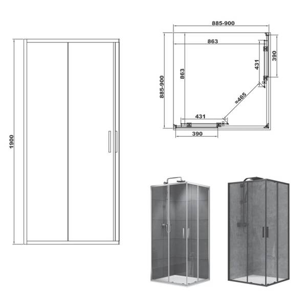 Душевая кабина Devit Pl Art 2.0 FEN2140B 90х90 см профиль черный матовый, прозрачное стекло, фото 2