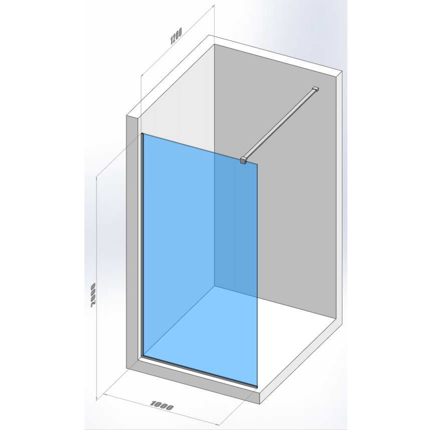 DSN100200 Style New Душове огородження Walk-In 1000x2000, хром (1 сорт)