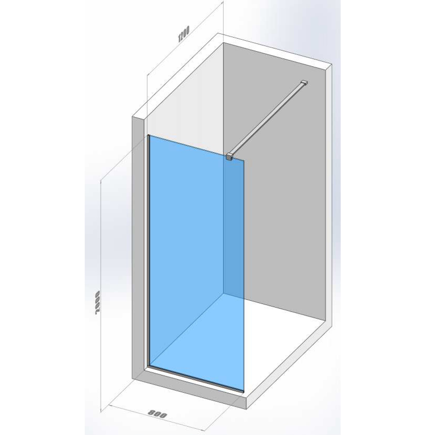 DSN80200 Style New Душове огородження Walk-In 800x2000, хром (1 сорт)