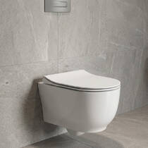 Унитаз подвесной Cersanit Сet C190 Luna Clean On с дюропластовым сидением soft close, белый, фото №1