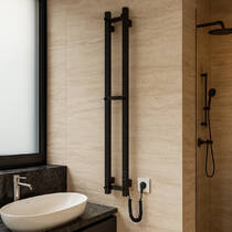 Полотенцесушитель электрический Hygge Family Slim 3.164.045797.BM 1170х140 мм в комплекте со скрытым подключением, черный матовый 80 Вт, фото №1