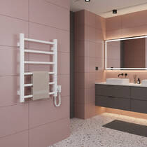 Рушникосушарка електрична Hygge Family Leeds 6.1.0800.06.WM 570x430 мм в комплекті з прихованим підключенням, білий матовий, фото №1