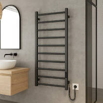 Полотенцесушитель электрический Hygge Family Leeds 6.1.0803.06.BM 970x430 мм в комплекте со скрытым подключением, черный матовый, фото №1
